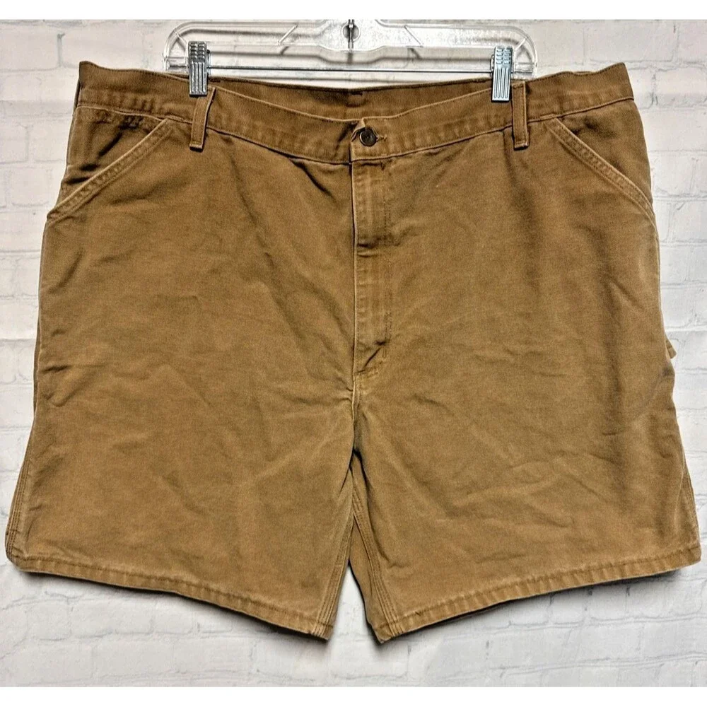 Vintage Carhartt Tan Brown Carpenter Shorts Canvas Made In USA Men’s Size 44 - Picture 1 of 7